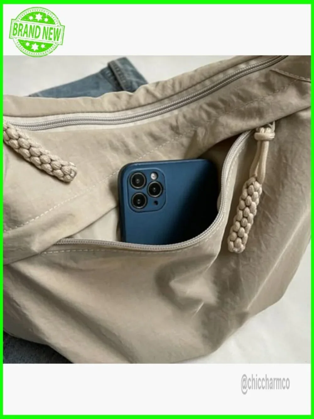 Medium Hobo Shoulder Bag Waterproof Nylon Crossbody Casual Retro Slouchy